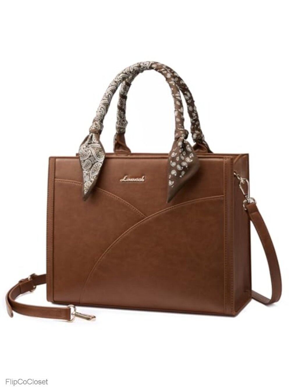 LOVEVOOK Women's Waterproof PU Leather Tote Purse with Scarf Satchel Crossbody